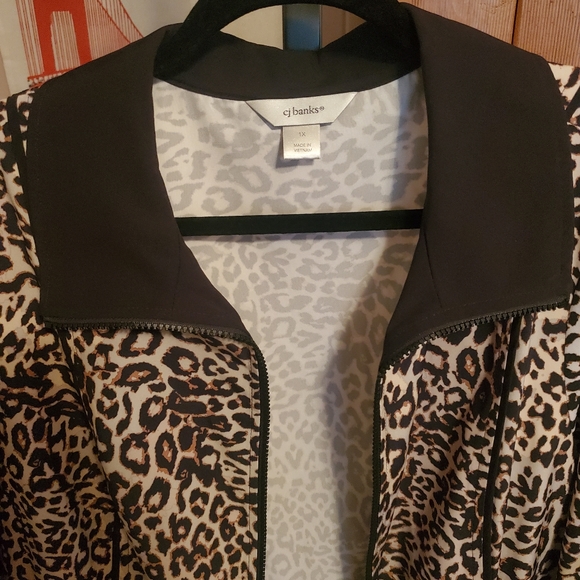 CJ Banks Set Vest Jacket Leopard Black - Picture 6 of 7